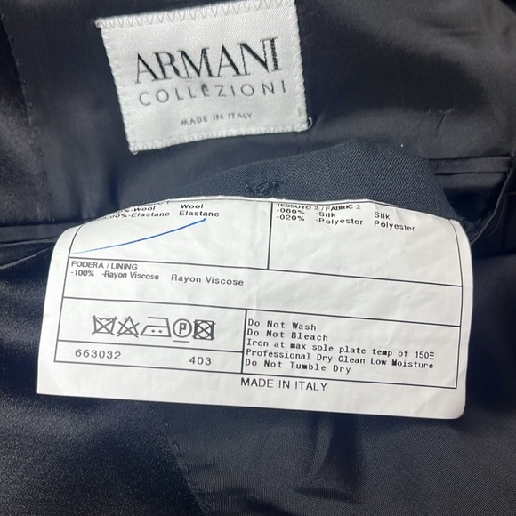 Armani Collezioni Men Wool Tuxedo Blazer 44R  Black Single Breasted Satin Lapel - Picture 9 of 11